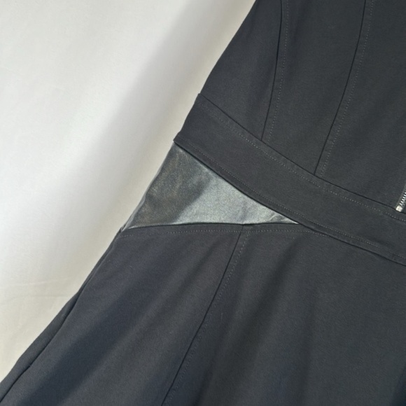 Michel Studio Black Dress with Faux Leather Detail - Picture 5 of 10